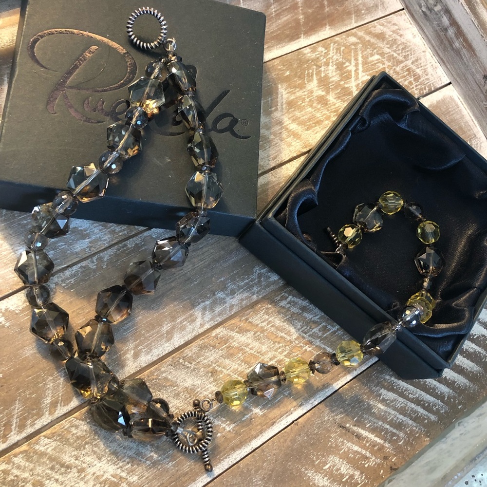 Crystal and sterling necklace/ bracelet